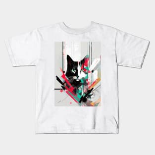 Cat Portrait: Lord Whisker's Abstract Realm Kids T-Shirt